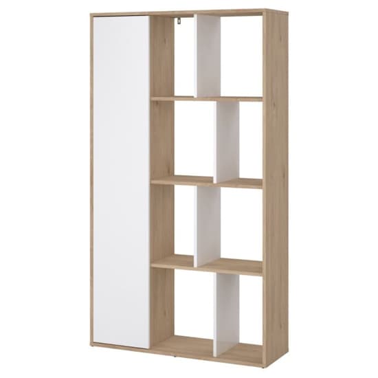 Maribor High Gloss Bookcase 1 Door In Jackson Hickory And White_4