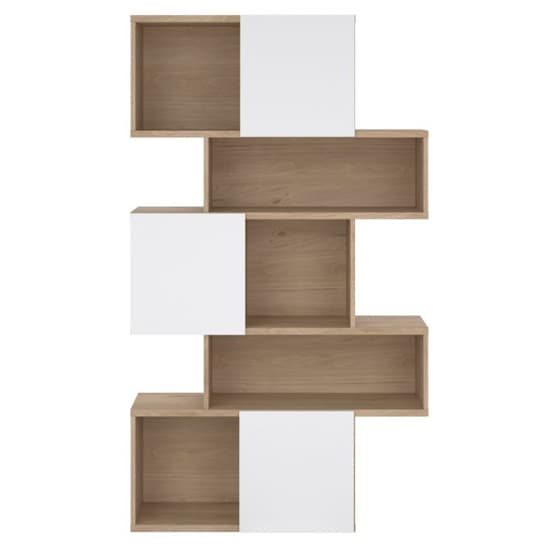 Maribor High Gloss Bookcase 3 Doors In Jackson Hickory And White_3