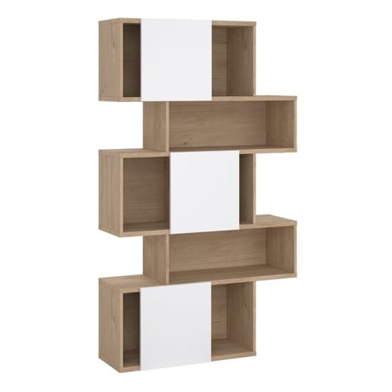 Maribor High Gloss Bookcase 3 Doors In Jackson Hickory And White_5