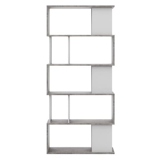Maribor Open Bookcase 4 Shelves In Concrete Effect And White_3