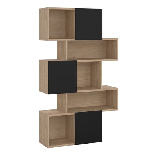 Maribor Wooden Bookcase 3 Doors In Jackson Hickory And Black_2