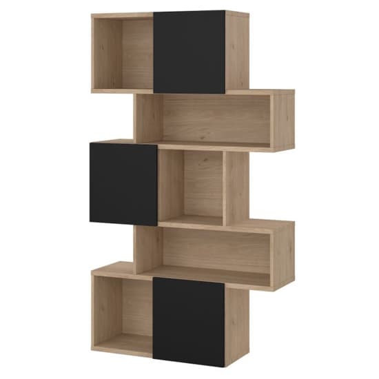 Maribor Wooden Bookcase 3 Doors In Jackson Hickory And Black_4