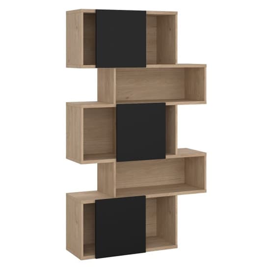 Maribor Wooden Bookcase 3 Doors In Jackson Hickory And Black_5