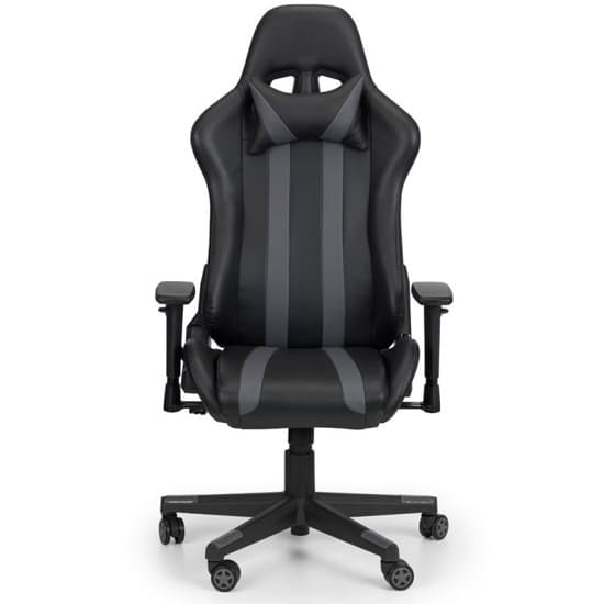Macreae Faux Leather Gaming Chair In Black And Grey_3