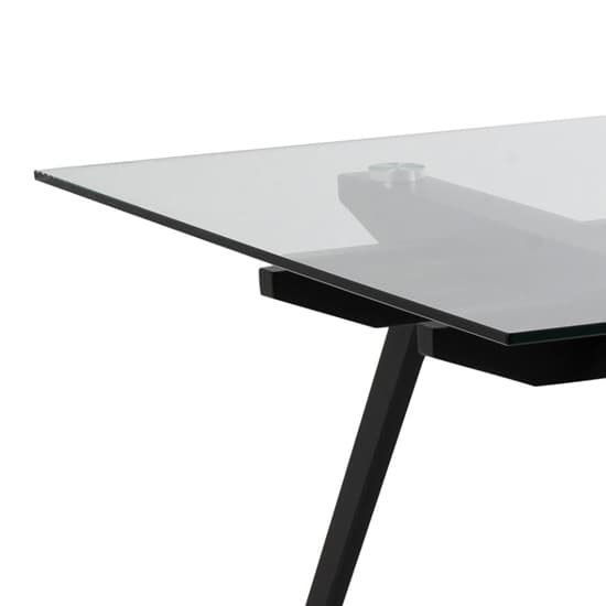 Marietta Rectangular Clear Glass Dining Table With Black Legs