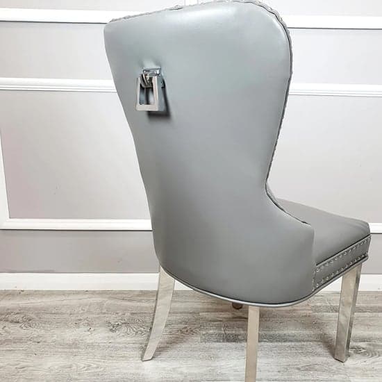 Marina Light Grey Faux Leather Dining Chairs In Pair_2