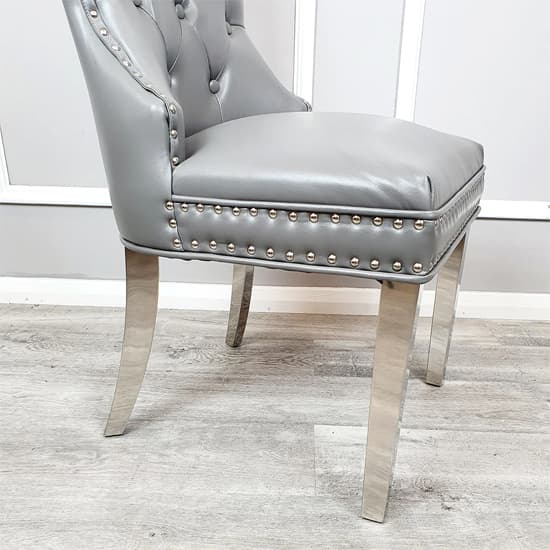 Marina Light Grey Faux Leather Dining Chairs In Pair_3