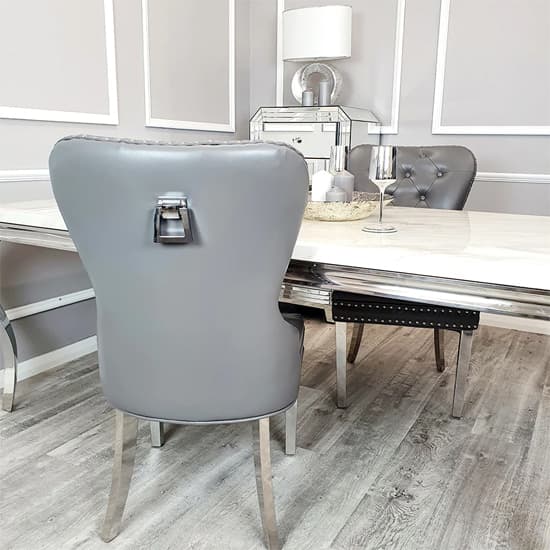 Marina Light Grey Faux Leather Dining Chairs In Pair_4