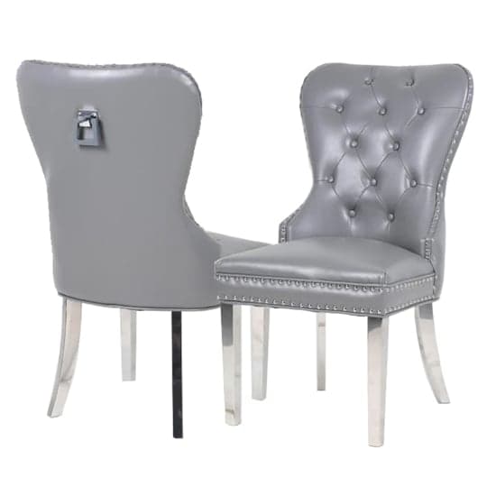 Marina Light Grey Faux Leather Dining Chairs In Pair_1