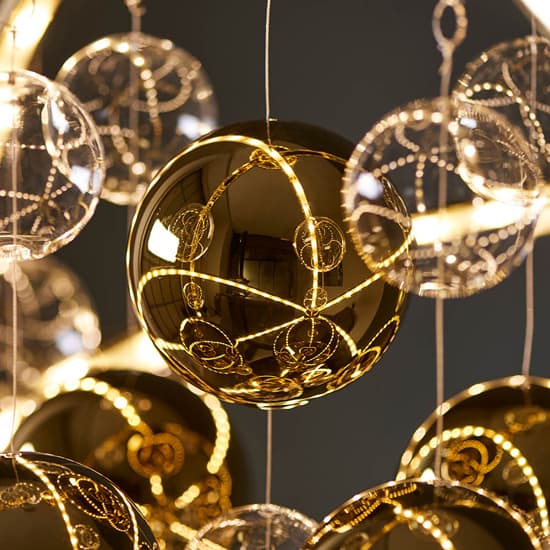 Marion Clear Glass Spheres Ceiling Pendant Light In Gold_3