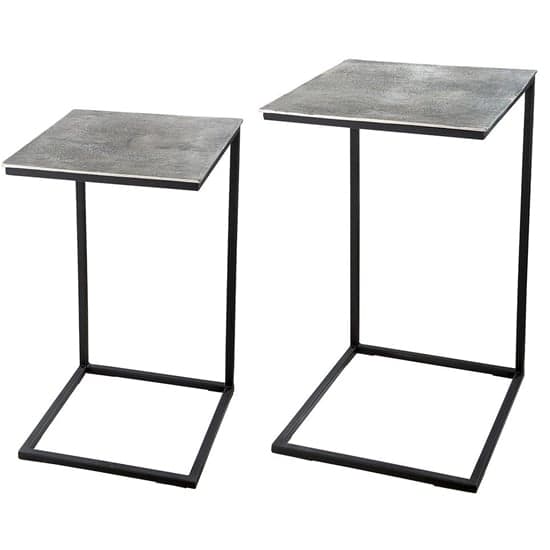 Marion Metal Set Of 2 Side Tables Costa In Silver And Black_2