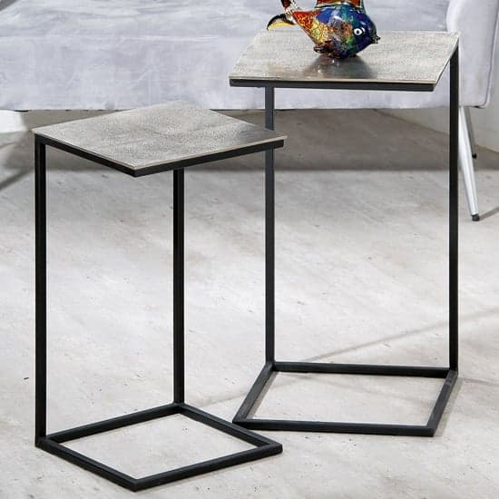 Marion Metal Set Of 2 Side Tables Costa In Silver And Black_1