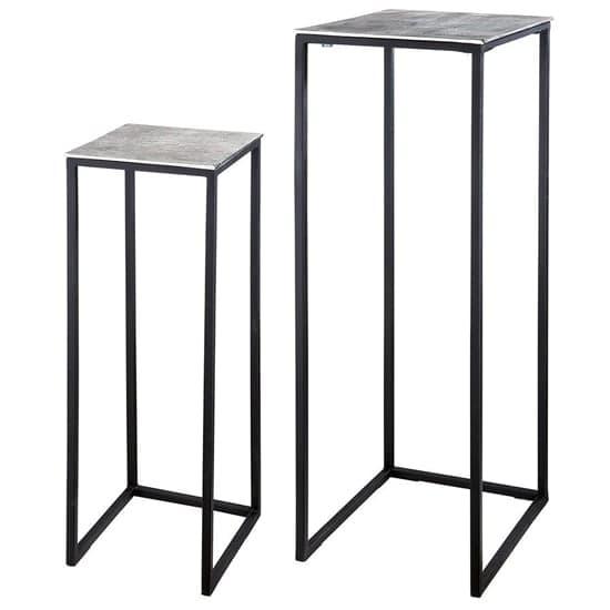 Marion Metal Set Of 2 Side Tables Quadro In Silver And Black_2