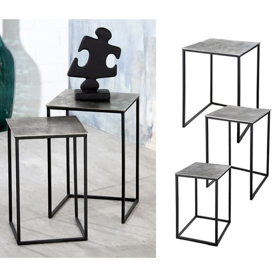 Marion Metal Set Of 3 Side Tables In Silver And Black_2