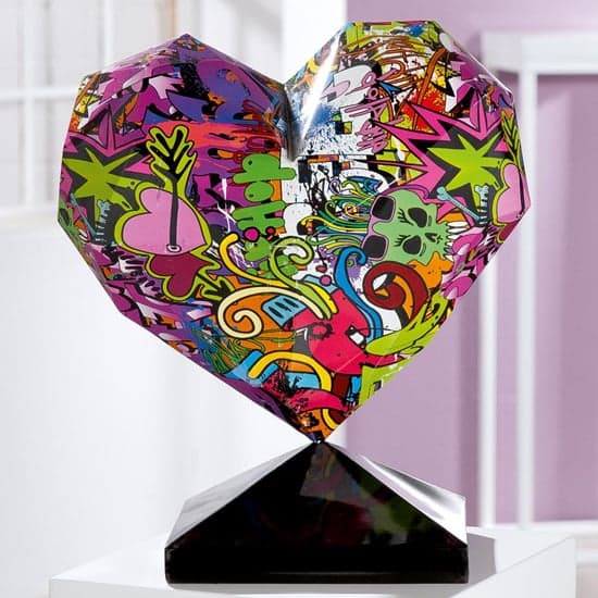 Marion Polyresin Heart Magento Sculpture In Multicolour And Black_1