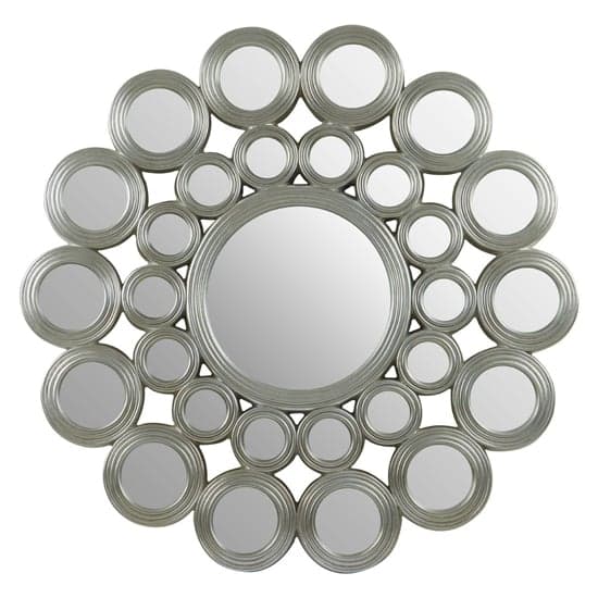 Marisa Multi Circular Design Wall Bedroom Mirror In Silver Frame_2