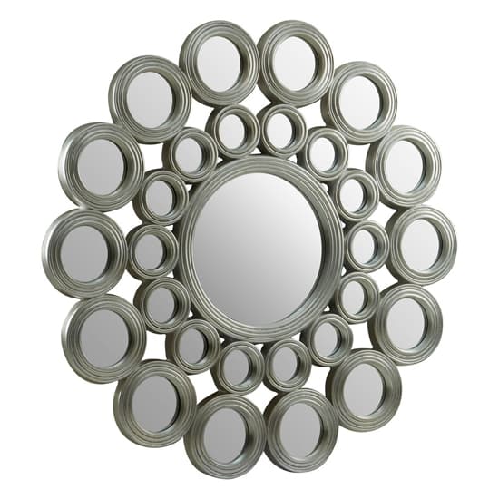 Marisa Multi Circular Design Wall Bedroom Mirror In Silver Frame_1