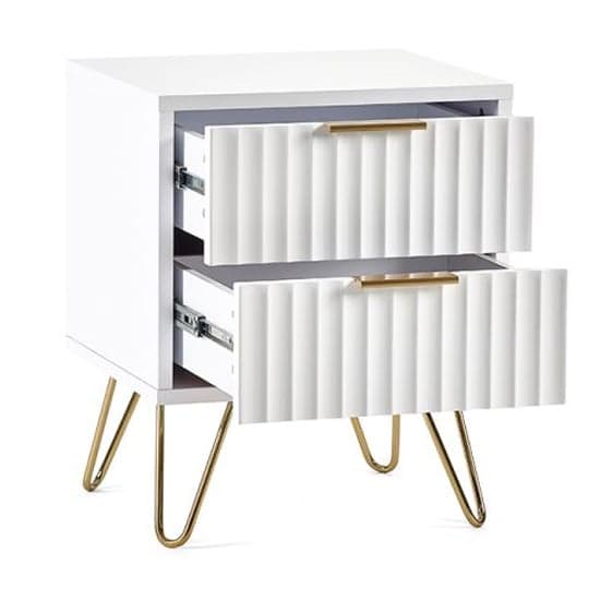 Marius Wooden Bedside Cabinet With 2 Drawers In Matt White_2