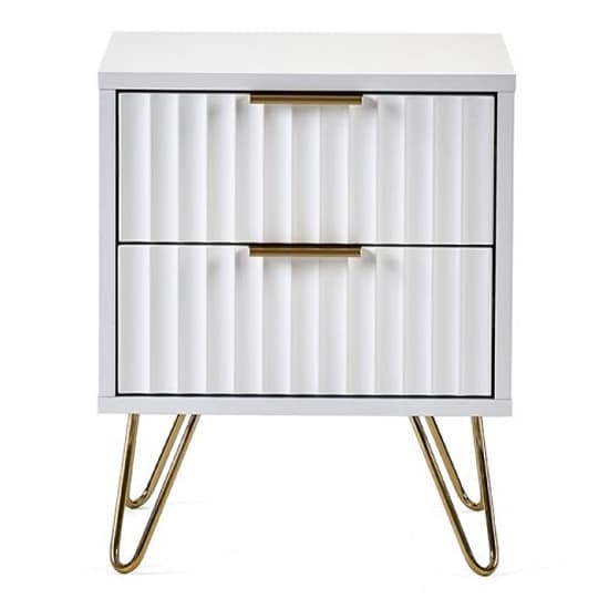Marius Wooden Bedside Cabinet With 2 Drawers In Matt White_3