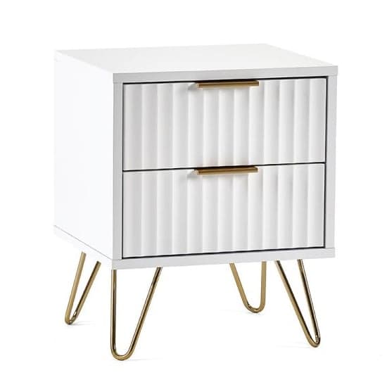 Marius Wooden Bedside Cabinet With 2 Drawers In Matt White_1