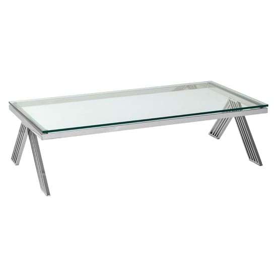 Markeb Clear Glass Top Coffee Table With Silver Steel Frame_1