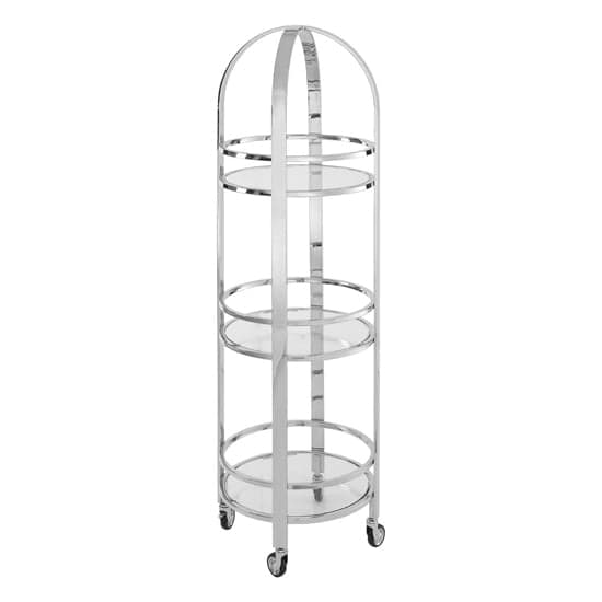 Markeb Glass 3 Shelves Drinks Trolley With Silver Steel Frame_2