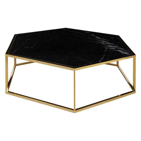 Markeb Hexagonal Black Marble Coffee Table With Gold Frame_3