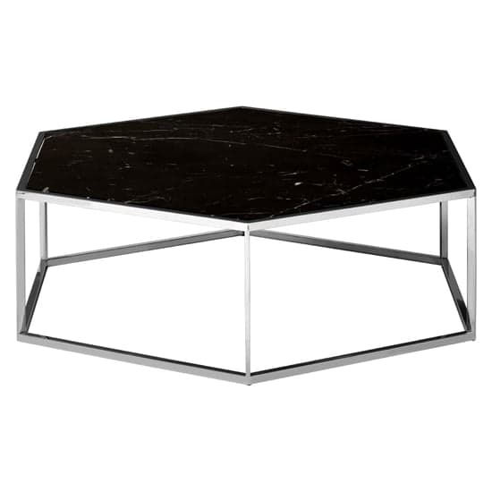 Markeb Hexagonal Black Marble Coffee Table With Silver Frame_1