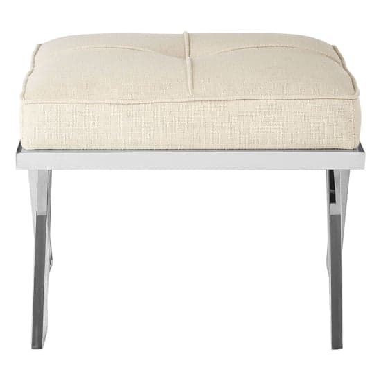 Markeb Light Grey Fabric Footstool With Silver Steel Frame_2