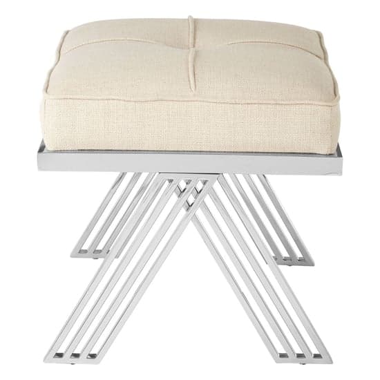 Markeb Light Grey Fabric Footstool With Silver Steel Frame_3