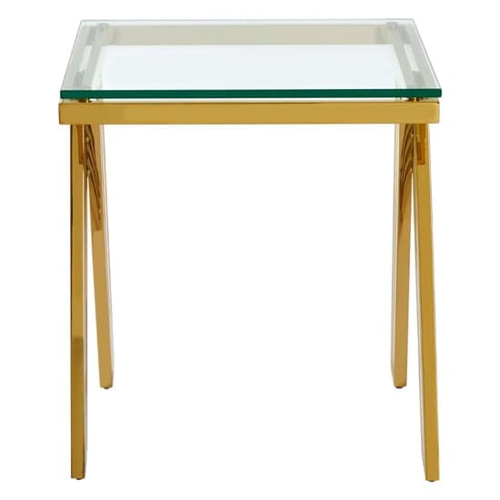 Markeb Square Clear Glass Top End Table With Gold Steel Frame_2