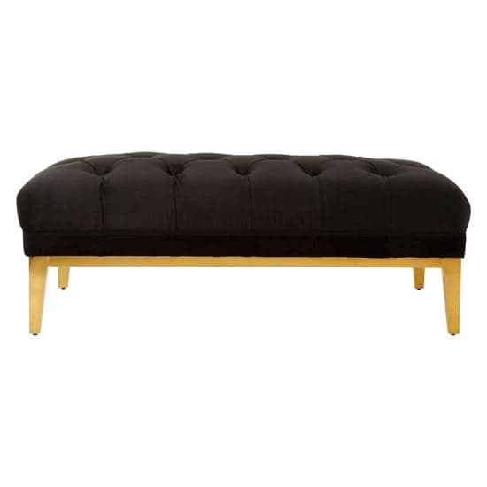Markeb Upholstered Black Velvet Ottoman With Gold Base_2