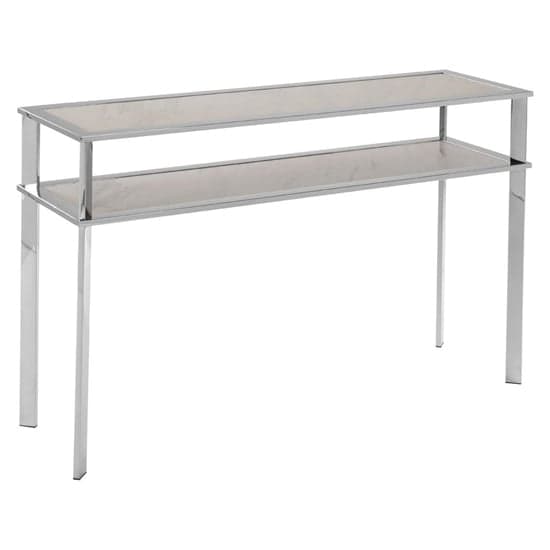 Markeb White Porcelain Console Table With Silver Steel Frame_1