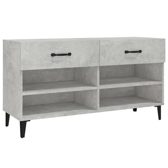 Marla Wooden Shoe Storage Bench With 2 Drawer In Concrete Effect_3