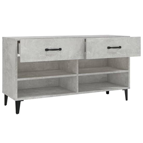 Marla Wooden Shoe Storage Bench With 2 Drawer In Concrete Effect_5