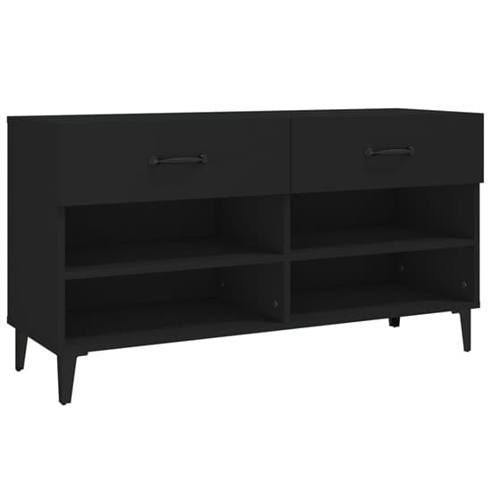 Marla Wooden Shoe Storage Bench With 2 Drawers In Black_3