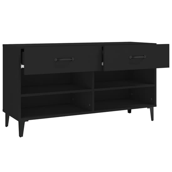 Marla Wooden Shoe Storage Bench With 2 Drawers In Black_5