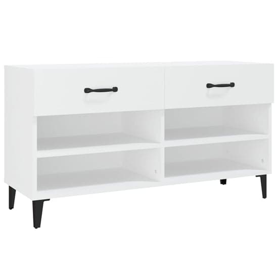 Marla Wooden Shoe Storage Bench With 2 Drawers In White_3