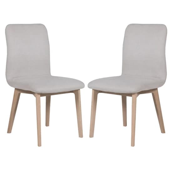 Marlon Natural Fabric Dining Chairs With Oak Legs In Pair Furniture