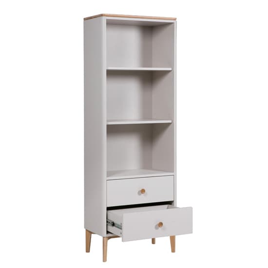 Marlon Wooden Shelving Unit With 2 Drawers In Oak And Taupe_2