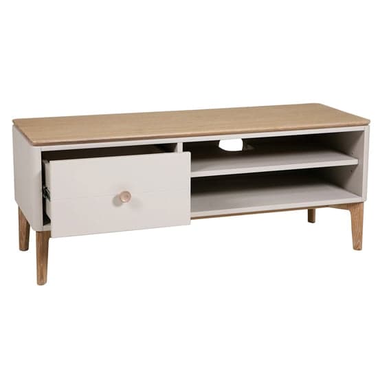 Marlon Wooden TV Stand With 1 Drawer In Oak And Taupe_2