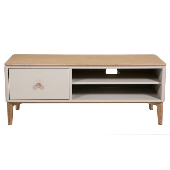 Marlon Wooden TV Stand With 1 Drawer In Oak And Taupe_3