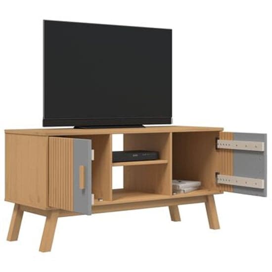 Marlow Wooden TV Stand With 2 Doors In Gray and Brown_2