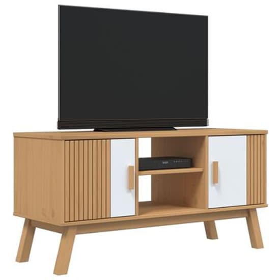 Marlow Wooden TV Stand With 2 Doors In White and Brown_3