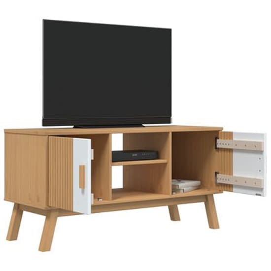 Marlow Wooden TV Stand With 2 Doors In White and Brown_4