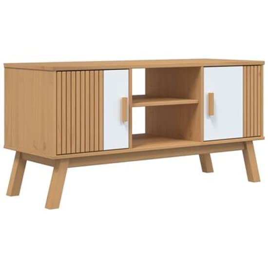 Marlow Wooden TV Stand With 2 Doors In White and Brown_5