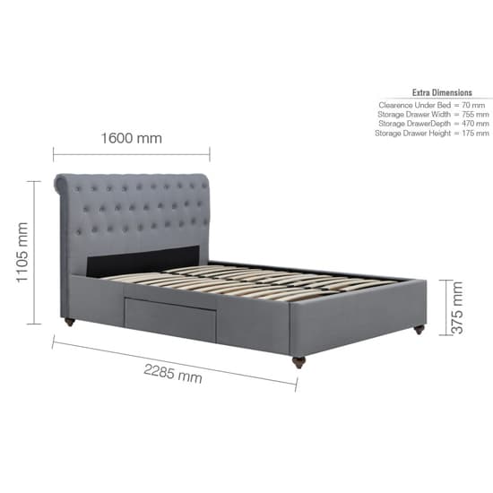 Marlowe Fabric Storage King Size Bed In Grey_7