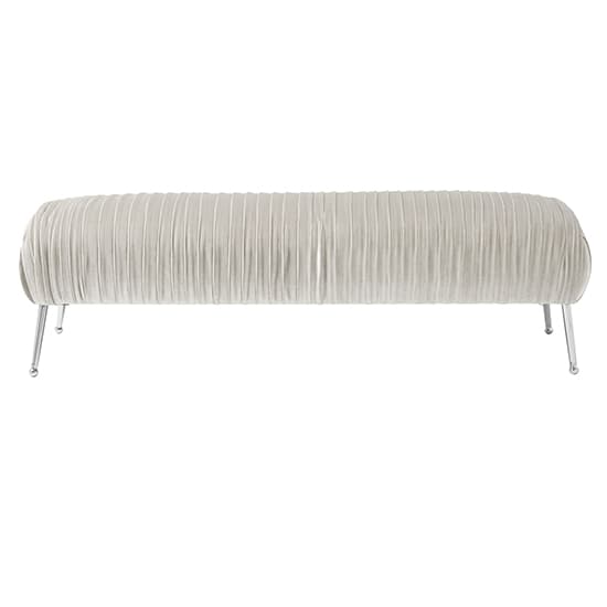 Marlox Velvet Seating Bench In Grey With Chrome Legs_2