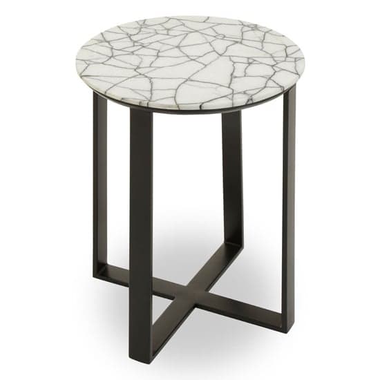 Marmora Marble Side Table With Black Metal Base_1