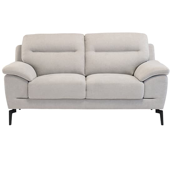 Marne Fabric 2 Seater Sofa In Light Grey With Black Metal Legs_1